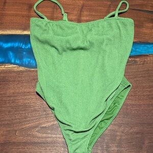 Shade & Shore Green Textured One-Piece Swimsuit